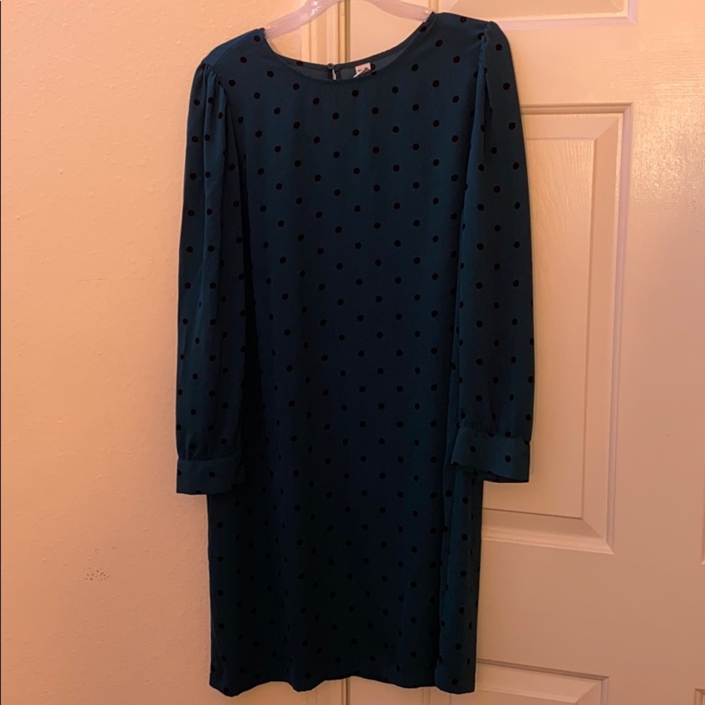 Turquoise polkadot dress
